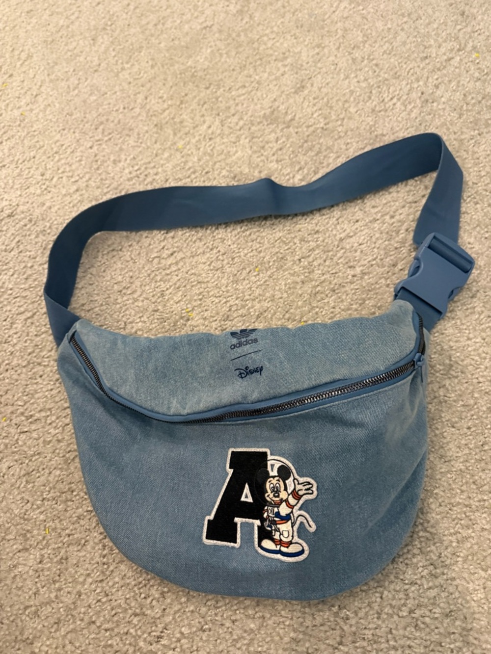adidas Blue Canvas Belt Bag with Mickey Patch